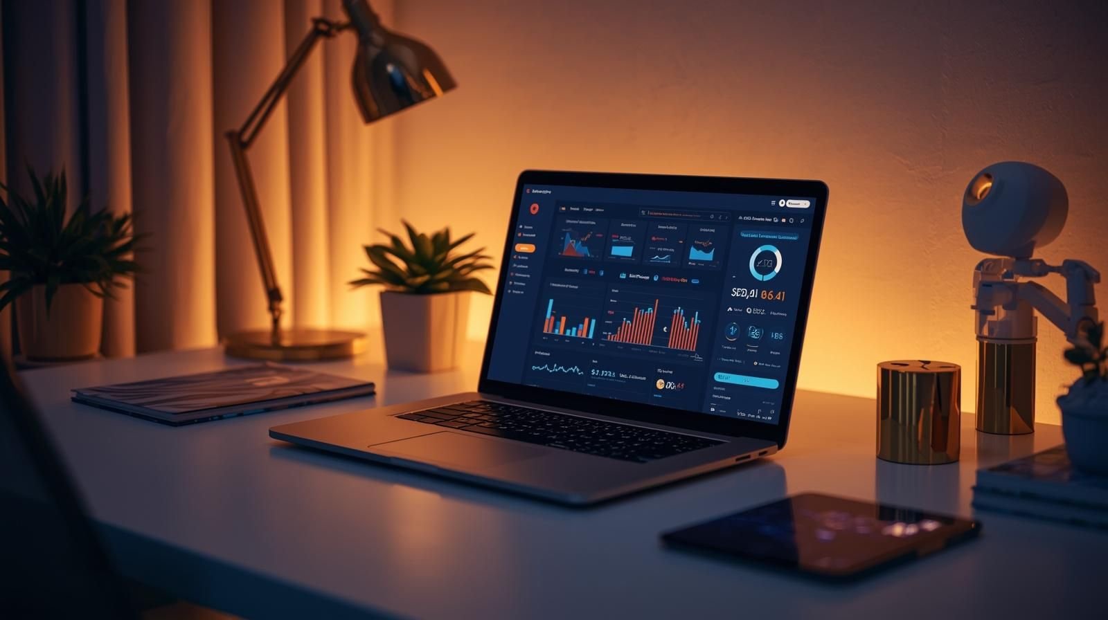 Workspace showing AI tools and analytics dashboard